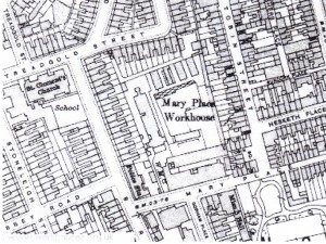 Mary Place Workhouse on the 1916 Ordnance Survey map